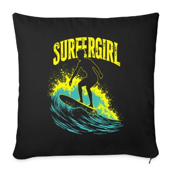 Surfer Girl Surfer Surfing Surfing Surfer - Sofa pillowcase 17,3'' x 17,3'' (45 x 45 cm) - black - Front