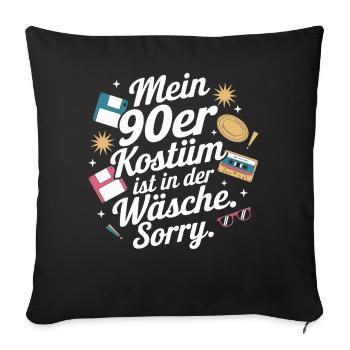Mon costume des années 90 dans la soirée à thème de la lingerie - Housse de coussin décorative 45 x 45 cm - noir - Devant