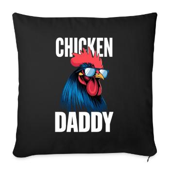 Poulet Papa Poulets Fête des Pères Volaille Fermier Coq - Housse de coussin décorative 45 x 45 cm - noir - Devant