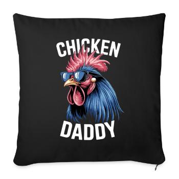 Poulet Papa Poulets Fête des Pères Volaille Fermier Coq - Housse de coussin décorative 45 x 45 cm - noir - Devant
