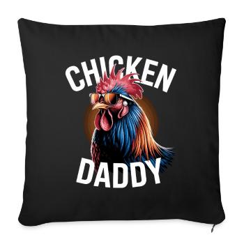 Poulet Papa Poulets Fête des Pères Volaille Fermier Coq - Housse de coussin décorative 45 x 45 cm - noir - Devant