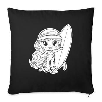 Little Surfer Girl - Sofa pillowcase 17,3'' x 17,3'' (45 x 45 cm) - black - Front