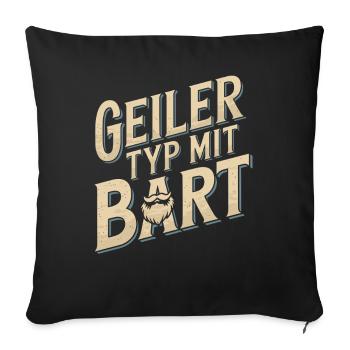 gars avec barbe barbe barbier barbe complète - Housse de coussin décorative 45 x 45 cm - noir - Devant
