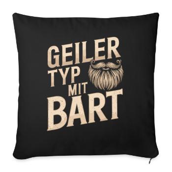 gars avec barbe barbe barbier barbe complète - Housse de coussin décorative 45 x 45 cm - noir - Devant