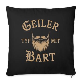 gars avec barbe barbe barbier barbe complète - Housse de coussin décorative 45 x 45 cm - noir - Devant