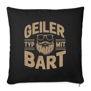 gars avec barbe barbe barbier barbe complète - Housse de coussin décorative 45 x 45 cm - noir - Devant
