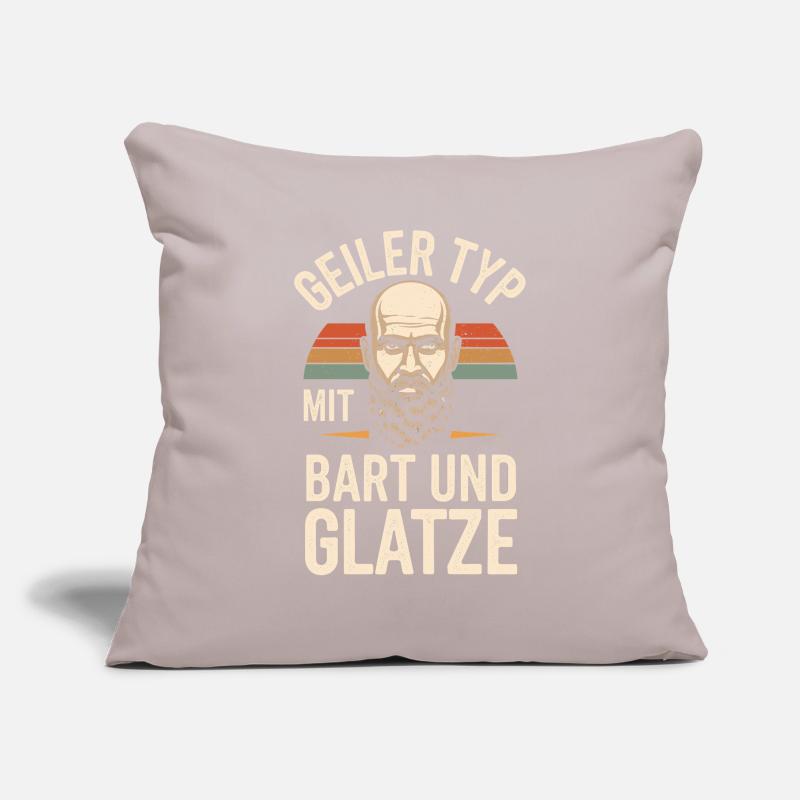 Geiler Typ Mit Bart & Glatze Glatzkopf Bartträger Sofakissenbezug 45 x 45 cm