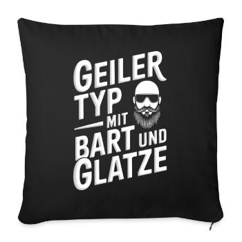 guy with beard & bald head beard wearer - Sofa pillowcase 17,3'' x 17,3'' (45 x 45 cm) - black - Front