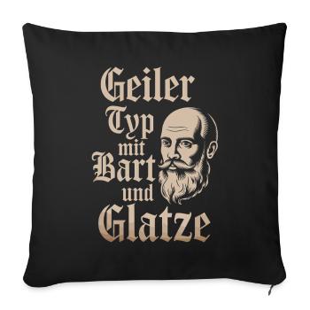 guy with beard & bald head beard wearer - Sofa pillowcase 17,3'' x 17,3'' (45 x 45 cm) - black - Front