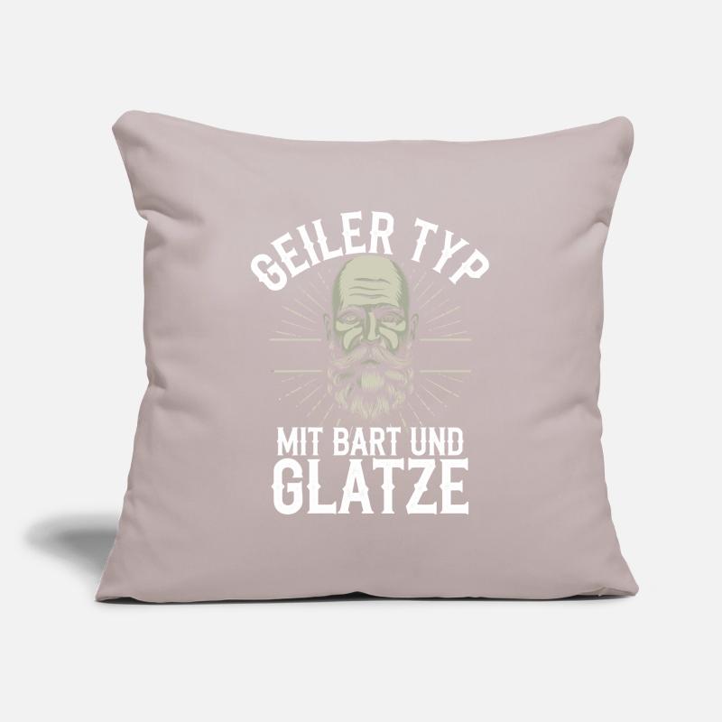 Geiler Typ Mit Bart & Glatze Glatzkopf Bartträger Sofakissenbezug 45 x 45 cm