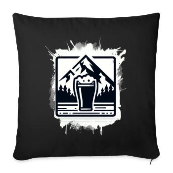 Mountain lake with beer glass motif - Sofa pillowcase 17,3'' x 17,3'' (45 x 45 cm) - black - Front