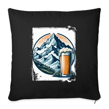 Motif Nature Montagne Et Bière - Housse de coussin décorative 45 x 45 cm - noir - Devant