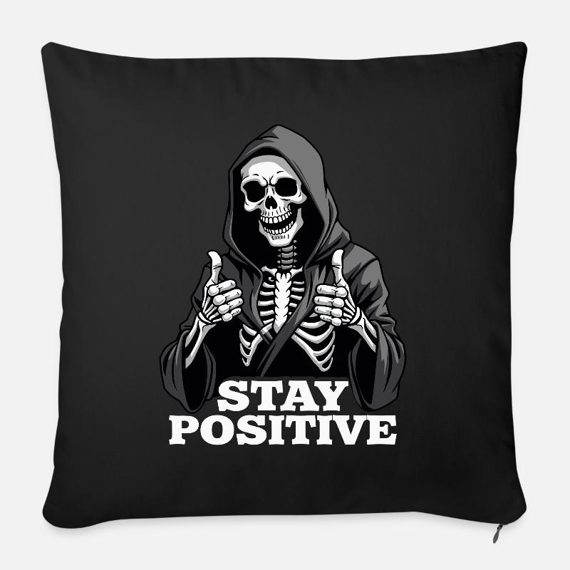 Stay Positive – Lustiger Sensenmann - Sofakissenbezug 45 x 45 cm - Schwarz