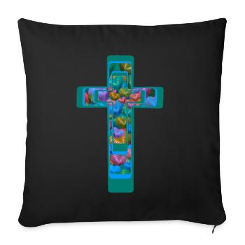 Crucifix Cross Crosses Hearts - Sofa pillowcase 17,3'' x 17,3'' (45 x 45 cm) - black - Front