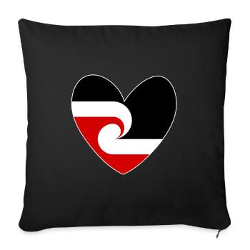 Maori Flagge Herz, Neuseeland - Sofakissenbezug 45 x 45 cm - Schwarz - Vorne