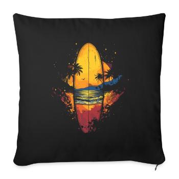 Surfboard - Sofa pillowcase 17,3'' x 17,3'' (45 x 45 cm) - black - Front