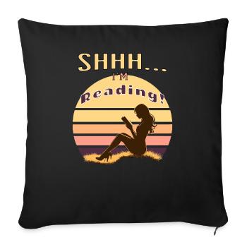 Lost in a Book – Shhh... I'm Reading - Sofa pillowcase 17,3'' x 17,3'' (45 x 45 cm) - black - Front