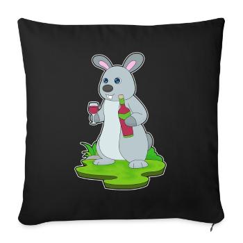 Hase Bottle of Red Wine - Sofa pillowcase 17,3'' x 17,3'' (45 x 45 cm) - black - Front