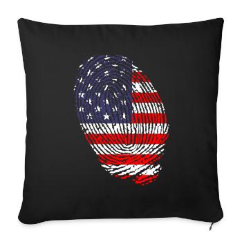 Empreintes digitales du drapeau américain - Housse de coussin décorative 45 x 45 cm - noir - Devant