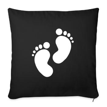 Empreinte de bébé, pieds de bébé - Housse de coussin décorative 45 x 45 cm - noir - Devant