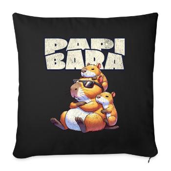 Papibara Capybara Father Dad - Sofa pillowcase 17,3'' x 17,3'' (45 x 45 cm) - black - Front