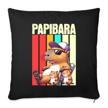 Papibara Capybara Dad Father - Sofa pillowcase 17,3'' x 17,3'' (45 x 45 cm) - black - Front