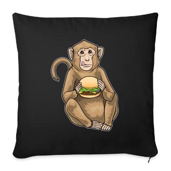 Affe Cheeseburger - Sofakissenbezug 45 x 45 cm - Schwarz - Vorne