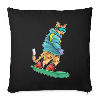 Cat Snowboarder Snowboard - Sofa pillowcase 17,3'' x 17,3'' (45 x 45 cm) - black - Front