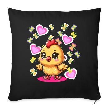 Spring Easter Chick Kids Child Chicken Heart - Sofa pillowcase 17,3'' x 17,3'' (45 x 45 cm) - black - Front