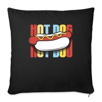 Amateur de hot-dogs design rétro - Housse de coussin décorative 45 x 45 cm - noir - Devant
