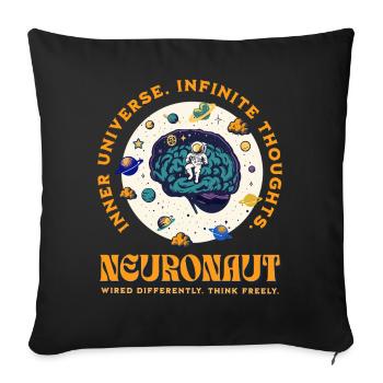 Neurospicy Neurodivergent Astronaut Brain - Sofa pillowcase 17,3'' x 17,3'' (45 x 45 cm) - black - Front