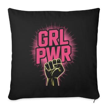 Femmes Pouvoir GRL PWR Fille Patriarcat Féminisme - Housse de coussin décorative 45 x 45 cm - noir - Devant