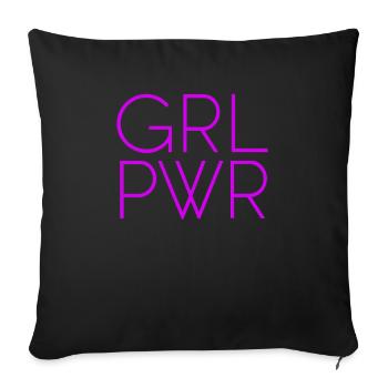 Femmes Pouvoir GRL PWR Fille Patriarcat Féminisme - Housse de coussin décorative 45 x 45 cm - noir - Devant