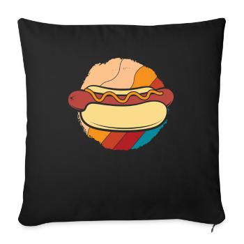 Amateur de hot-dogs style rétro - Housse de coussin décorative 45 x 45 cm - noir - Devant
