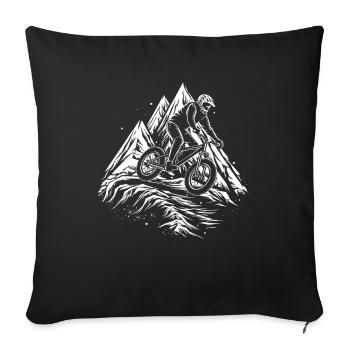 Mountain Biking Drawing - Sofa pillowcase 17,3'' x 17,3'' (45 x 45 cm) - black - Front