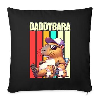 Daddybara Capybara Father Dad - Sofa pillowcase 17,3'' x 17,3'' (45 x 45 cm) - black - Front