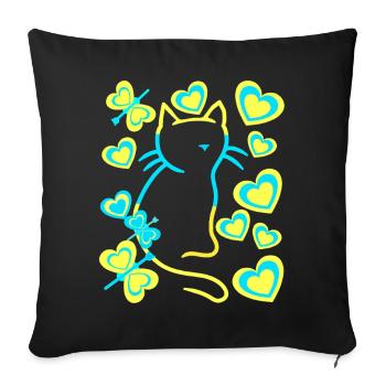 Retro cat cats 80s 90s old school vintage - Sofa pillowcase 17,3'' x 17,3'' (45 x 45 cm) - black - Front