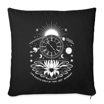 Present Moment | Alan Watts Lotus Design - Sofa pillowcase 17,3'' x 17,3'' (45 x 45 cm) - black - Front