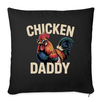 Poulet Papa Poulets Fête des Pères Volaille Fermier Coq - Housse de coussin décorative 45 x 45 cm - noir - Devant