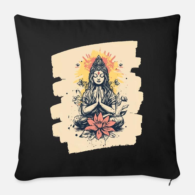 Yoga Namaste Meditation - Sofakissenbezug 45 x 45 cm - Schwarz