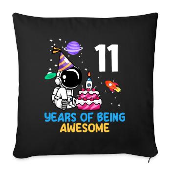 11 Years Astronaut Birthday Adventure - Sofa pillowcase 17,3'' x 17,3'' (45 x 45 cm) - black - Front