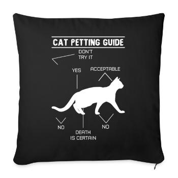 Guide de caresses pour chat - Housse de coussin décorative 45 x 45 cm - noir - Devant