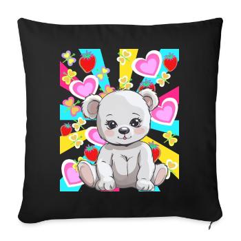 Ours en peluche rétro Ours ours Enfants Bébé des années 80 - Housse de coussin décorative 45 x 45 cm - noir - Devant