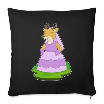 Cerf Voile de mariée Mariage - Housse de coussin décorative 45 x 45 cm - noir - Devant