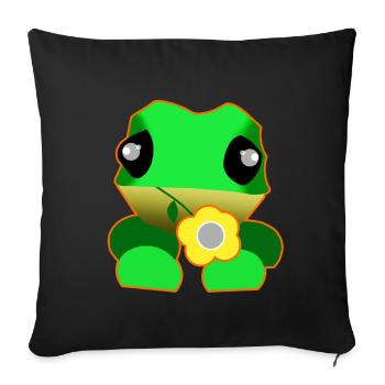 Cute frog with flower - Sofa pillowcase 17,3'' x 17,3'' (45 x 45 cm) - black - Front