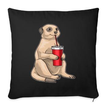 Tasse de suricate à emporter - Housse de coussin décorative 45 x 45 cm - noir - Devant