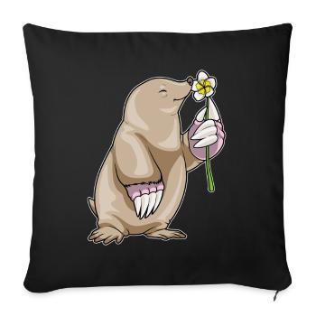 Plumeria taupe - Housse de coussin décorative 45 x 45 cm - noir - Devant