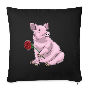 Pig Rose - Sofa pillowcase 17,3'' x 17,3'' (45 x 45 cm) - black - Front