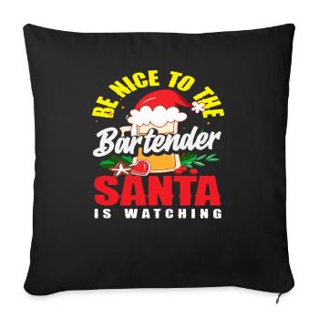 Soyez gentil avec le barman de Noël - Housse de coussin décorative 45 x 45 cm - noir - Devant