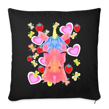 Unicorn Retro Unicorns Kids Child Baby Hearts - Sofa pillowcase 17,3'' x 17,3'' (45 x 45 cm) - black - Front